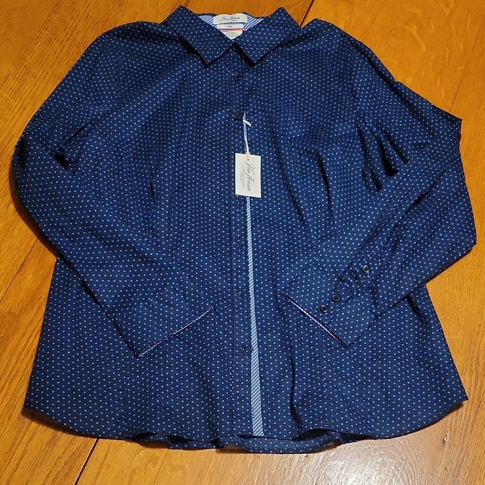 Van Heusen Dark Blue Shirt with Light Blue Dots